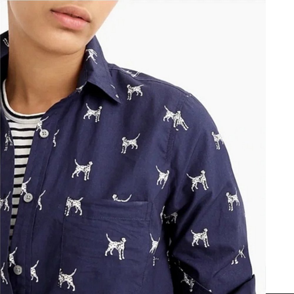 J Crew Classic Popover in Dalmatians Dog Print Size 4